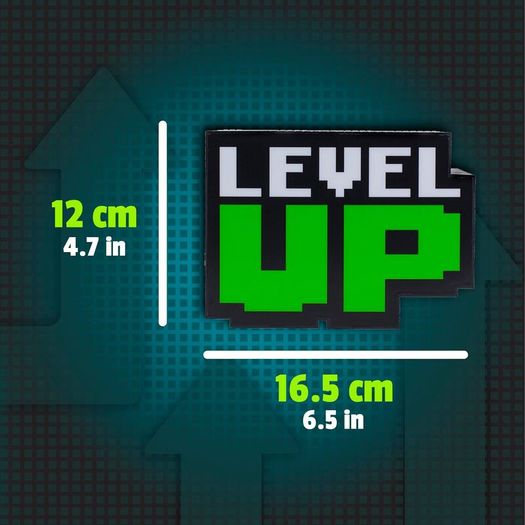 Paladone Level Up Light with Sound  Retro Pixel Design 12cm  Gaming LED Desk Lamp Collectible