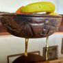 African Hand Carved Wooden Bowl Rustic Folk Art Image 3