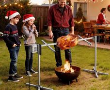Electric Rotisserie Grill Kit, 8-Level Adjustable Height, 132lb Load Capacity, 38W Motor, Stainless Steel BBQ Spit for Outdoor Parties