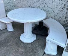 Cast cement table & 3 seats