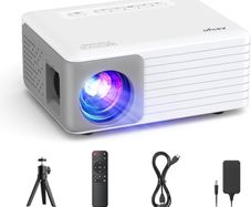 1080P Supported Portable Projector with Tripod, 65000 Hours Multimedia Home Theater Movie Projector, Phone Projector Compatible with iOS/Android/HDMI/PC/TV Stick/USB/PS5