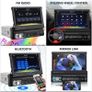 Single Din Car Stereo with Apple Carplay Android Auto,7 Inch HD Manual Retractable Touch Screen Bluetooth Car Radio with FM Radio Phone Mirror Link, USB/TF/AUX Input, Remote Control + Backup Camera Image 6