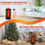 Low Energy Silent, 600W / 1200W PTC Electric Heater with Tip-Over and Overheat Protection, 3 Adjustable Modes & Thermostat, Suitable for Office Home Dorm Image 5