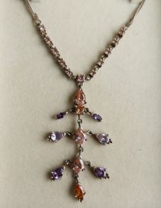 Vintage heavy hallmarked 925 Sterling Silver Flourishes  Floral Necklace Double Chain length 18" - 17,5g