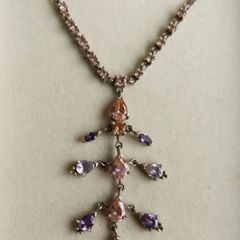 Vintage heavy hallmarked 925 Sterling Silver Flourishes  Floral Necklace Double Chain length 18" - 17,5g