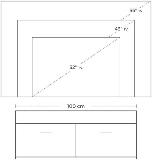 _TV table, TV cabinet with compartments and flap doors, TV cabinet, TV board, lowboard, table TV furniture white wood-colored