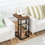 C Shaped Side Table, Foldable Sofa Table, Small Table Bedside Tables, Laptop Table for Sofa, Folding Side Table Small Coffee Tables for Living Room, Bedroom, Rustic Brown and Black Image 6
