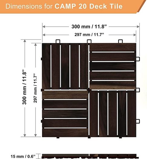 Acacia Hardwood Decking Tiles,Decking Board Espresso 30x30cm 10 Tiles MULTIPLE COLOURS AVAILABLE (FREE SHIPPING)