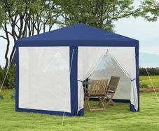4m Hexagon Gazebo Party Tent, Screen House Patio Canopy Event Shelter for Activities, Shade Resistant, Blue