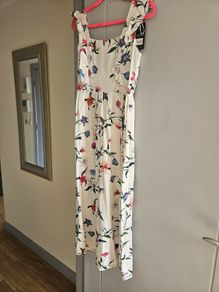 Dusk Brand White Floral Linen Dress