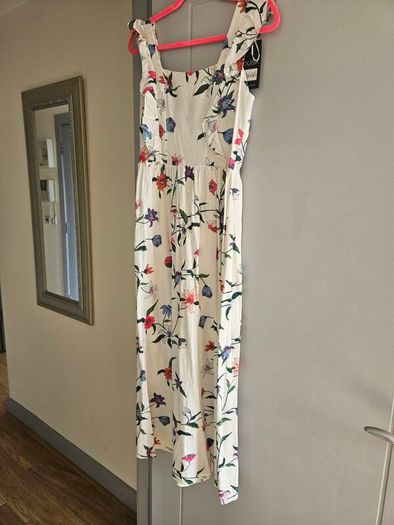 Dusk Brand White Floral Linen Dress