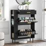 Wooden Shoe Storage Cabinet with 2 Flip Drawers and 3 Open Shelf Narrow Storage Unit with Anti-Tip Design for 12-16 Pairs Shoes, Slim Shoe Rack for Hallway 75 x 24 x 105 cm Image 7