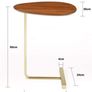 C Shaped Couch Side Table with Wooden Top Image 2