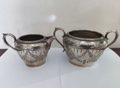 Antique John Rogers Creamer and Sugarbowl