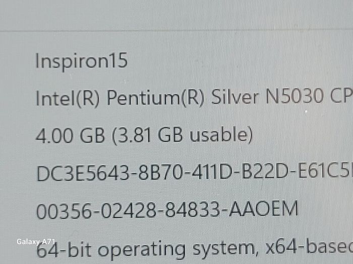 Dell Inspiron 3502 (Dell Inspiron 15 3000series) Model P90F, Intel Pentium Silver N5030 CPU, 1.1GHz, 4GB Ram, 128GB SSD, Windows 11, Microsoft Edge, Chrome