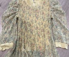 Cream Floral Puff Sleeve Blouse