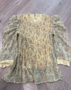 Cream Floral Puff Sleeve Blouse