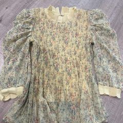 Cream Floral Puff Sleeve Blouse