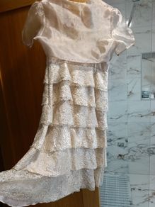 Beige boutique Angie frills occasion dress + bolero jacket party wedding confirmation communion wear dress 10/12 beige