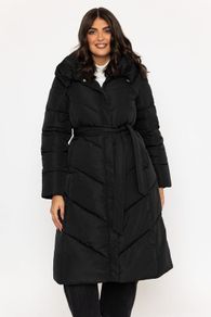 Black Longline Quilted Coat. New