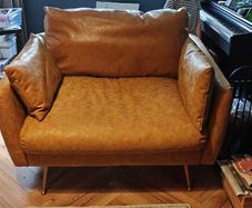 Lovely large seat with matching footstool - vegan leather