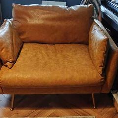 Lovely large seat with matching footstool - vegan leather