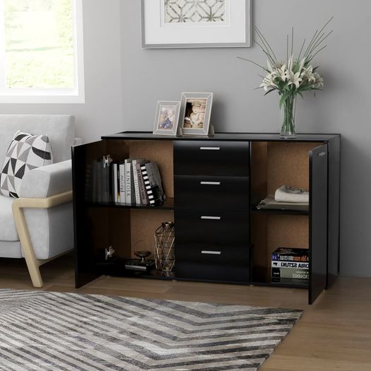 Sideboard Black 120x35,5x75 cm Chipboard
