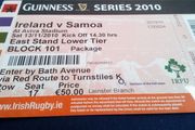 Guinness Series 2010. Ireland V Samoa. Unused tickets.