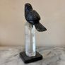 Hand-Carved Gemstone Blackbird on Tall Clear Quartz Crystal Point Image 5