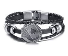 Men's Leather Bracelet with Poker - excellent gift
