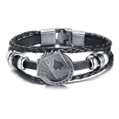 Men's Leather Bracelet with Poker - excellent gift