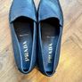 Prada Navy Blue Textured Leather Loafers Image 2