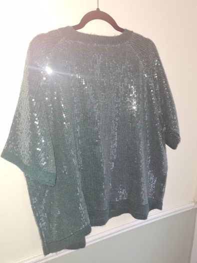 Womens Rd Williams Emerald Green Sequin Short Sleeve Jumper Sweater Size Uk 20-22  Eu 48-50 Brand New Bnwt