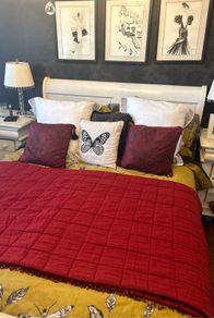 Laura Ashley King size bed comforter in deep red
