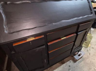 Vintage Antique Matte Black writing bureau