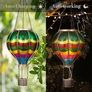 Garden Ornaments Outdoor, 45CM Realistic Flame Hot Air Balloon Solar Garden Light, Hanging Colorful Glass Effect Solar LED Balloon Lantern, for Balcony & Tree, Gifts for Women Image 8