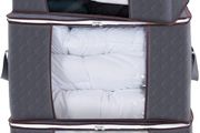 NEW SALE | 3 Pack 90L Clothes Storage Bags Large Storage Box with Lid Packing Boxes for Moving House with Reinforced Handle Thick Fabric Clear Window for Clothes Duvet Blankets Bedding, Grey