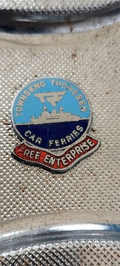 Vintage metal ashtray ,townend Thoresen car ferries free shipping within Ireland, see pictures for condition, nice patina,,collectors item, sold as seen
