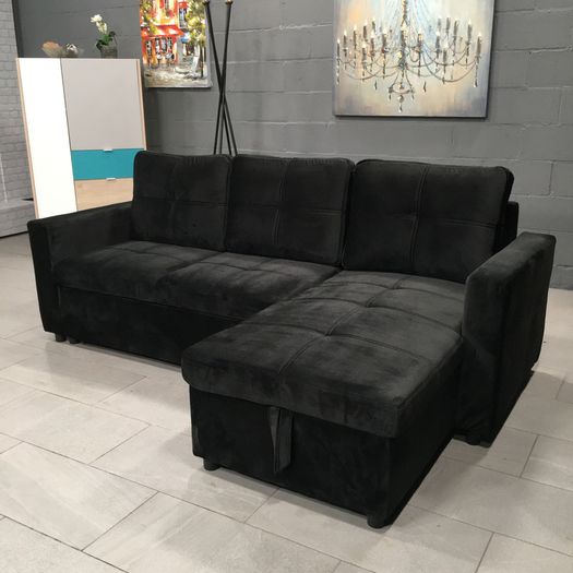 Black velvet sofa with Storage Free delivery