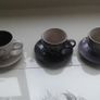 6 cup and saucer "Love Heart"  set on Stand. Image 2