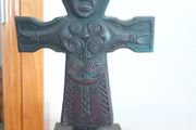 Bronze Sculpture. VIII Century Robed Christ Celtic Cross of Athlone.