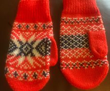 Child's Vintage 70's Red Mittens