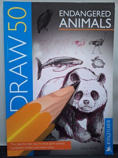SALE! Set of 4 DRAW 50 drawing books: Dinosaurs, Flowers, Animals and Endangered Animals