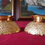 Antique Ornate And Engraved Solid Brass Footed Bowls With Underplate Image 7