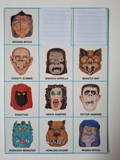 Halloween Hand Held Masks (Laminated)