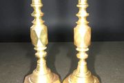 Pair of Diamond King England brass candlesticks