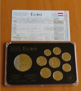 Luxembourg 2012 euro coins set 24k Gold plated & Rhodium gilt medal limited edition