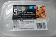Polylina Large Plastic Container With Lids 5 Pack Lunchbox Home Office School College