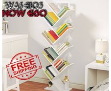 NEW SALE | Tree Bookshelf Tall, 9-Tier Floor Standing Book Shelf, Tall Bookcase with Shelves for CDs Albums, Metal Frame, for Living Room