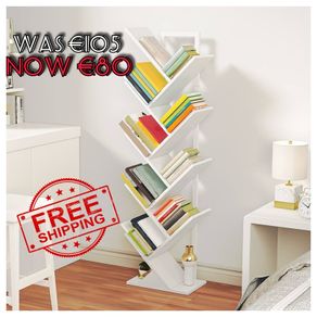 NEW SALE | Tree Bookshelf Tall, 9-Tier Floor Standing Book Shelf, Tall Bookcase with Shelves for CDs Albums, Metal Frame, for Living Room